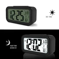 Dbell Digital Smart Back-Light Battery Operated Alarm Table Clock With Automatic Sensor Date & Temperature (Black,Plastic, 15Wx51Lx20H Inches)-thumb2