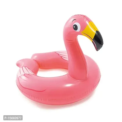 Playful Animal Shape Swim Pool Water Float Ring Tube Boat for Kids Inflatable Flamingo Shaped Swimming Pool Tub Swim Safety Ring for Baby (Flamingo)-thumb0