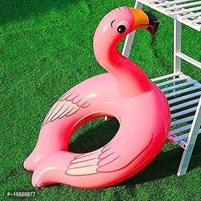 Playful Animal Shape Swim Pool Water Float Ring Tube Boat for Kids Inflatable Flamingo Shaped Swimming Pool Tub Swim Safety Ring for Baby (Flamingo)-thumb2