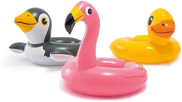 Playful Animal Shape Swim Pool Water Float Ring Tube Boat for Kids Inflatable Flamingo Shaped Swimming Pool Tub Swim Safety Ring for Baby (Flamingo)-thumb3