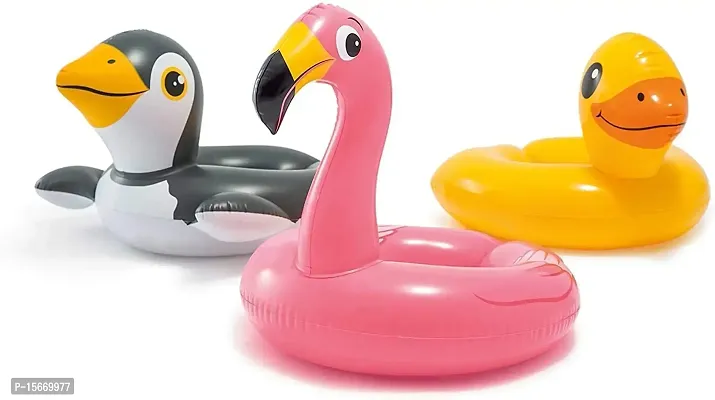 Playful Animal Shape Swim Pool Water Float Ring Tube Boat for Kids Inflatable Flamingo Shaped Swimming Pool Tub Swim Safety Ring for Baby (Flamingo)-thumb4