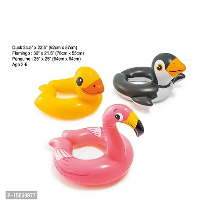 Playful Animal Shape Swim Pool Water Float Ring Tube Boat for Kids Inflatable Flamingo Shaped Swimming Pool Tub Swim Safety Ring for Baby (Flamingo)-thumb5