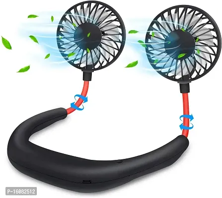 Hands Free Portable Neck Fan Rechargeable Mini USB Personal Fan Battery Operated with 3 Level Air Flow (Multicolour)-thumb0