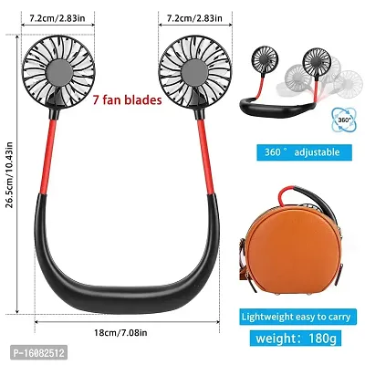 Hands Free Portable Neck Fan Rechargeable Mini USB Personal Fan Battery Operated with 3 Level Air Flow (Multicolour)-thumb3