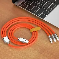 3 in 1 Data Cable Fast Charging Portable Cord For Travel/Outdoor Cable  Accessories With USB Type-C  USB Port Fast Charger Type-C Retractable (Pack of 1,Orange color)-thumb2