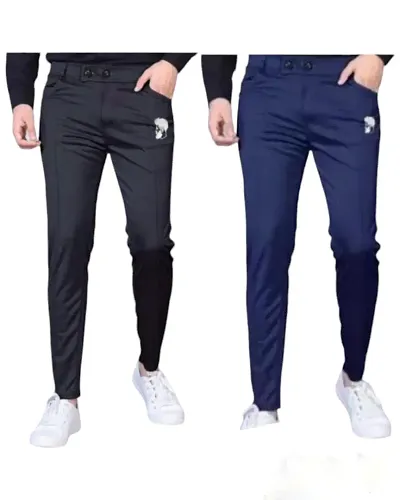 Fancy Lycra Track Pants For Men Pack Of 2