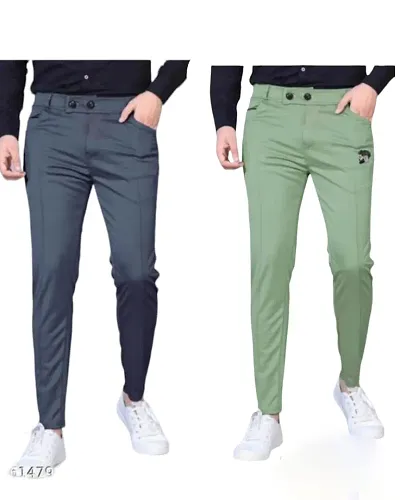 Stylish Modal Solid Regular Track Pants For Men, Pack Of 2