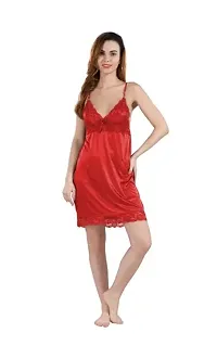 Women's Satin Solid Knee Length Nightwear Set-thumb3