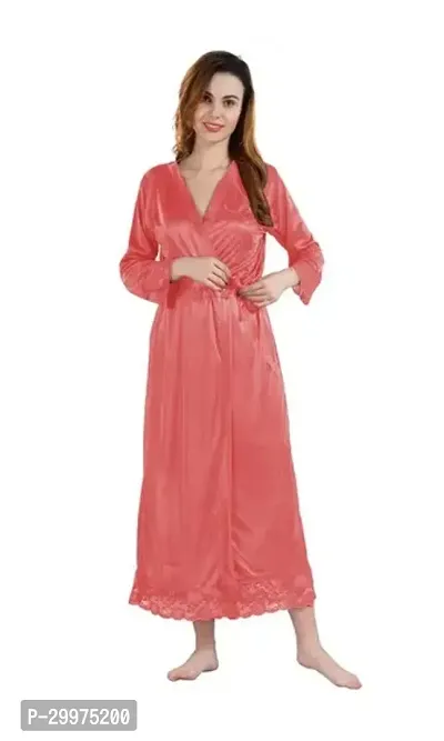 Women's Satin Solid Knee Length Nightwear Set-thumb2