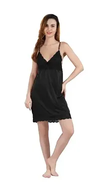 Women's Satin Solid Knee Length Nightwear Set-thumb3