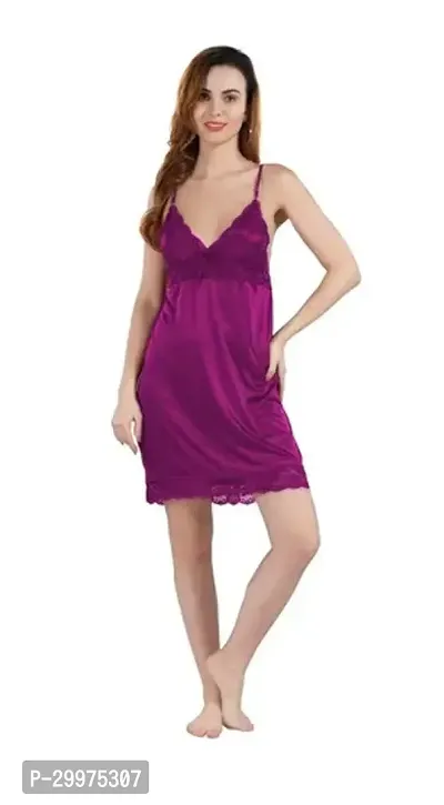 Women's Satin Solid Knee Length Nightwear Set-thumb4