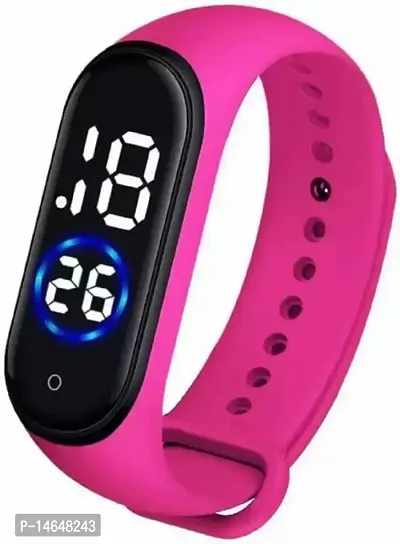 Stylish Pink Rubber Digital Watches For Men