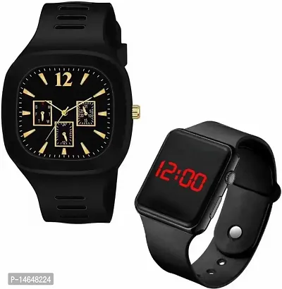 Stylish Black Rubber Watches For Men- 2 Pieces