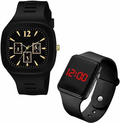 Stylish Rubber Watches For Men- 2 Pieces