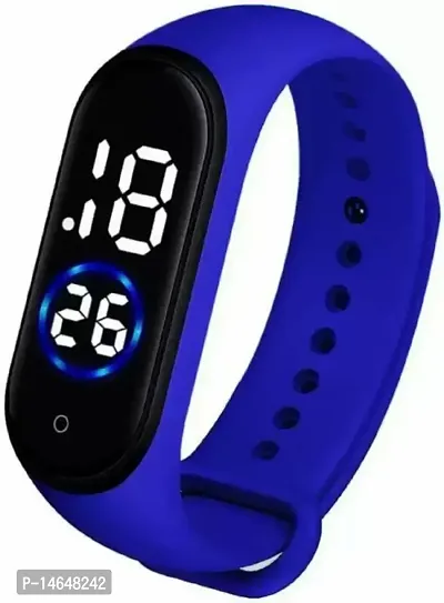 Stylish Blue Rubber Digital Watches For Men-thumb0