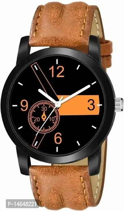Stylish Brown Leather Analog Watches For Men-thumb0