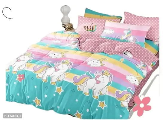 MYRA Collection Glace Cotton 90x90 InchQueen Size Double Bedsheet Printed-thumb0