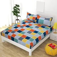 Multicoloured 160 TC Cotton Double Abstract Flat Bedsheet-thumb1