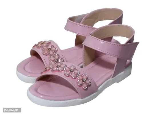 Pink Patent Leather Embellished Comfort Sandals-thumb0