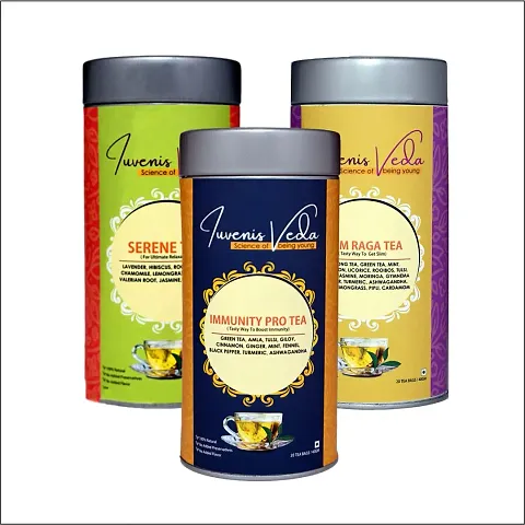 Iuvenis Veda 3-in-1 Tea Combo Pack - Serene, Immunity Pro, Slim Raga Tea | 60 Tea Bags, 20 Tea Bags Each