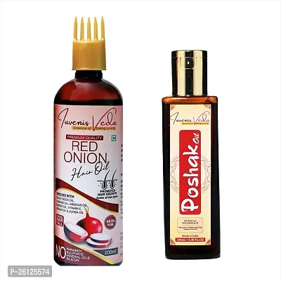 Iuvenis Veda Onion hair oil along with poshak oil massage oil | Hair growth and body nourishment combo