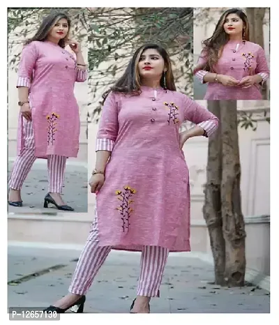 Stylish Fancy Cotton Kurta With Bottom Wear Set For Women-thumb0