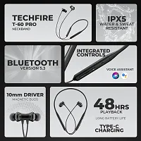 TECHFIRE T60 PRO Bullets Wireless Z Bass Edition Neckband headphone with 40 hr playtime Bluetooth Headset  (Boomin Black, In the Ear)-thumb3