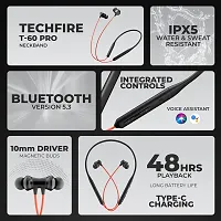 TECHFIRE T60 PRO Bullets Wireless Z Bass Edition Neckband headphone with 40 hr playtime Bluetooth Headset  (Acoustic Red, In the Ear)-thumb3