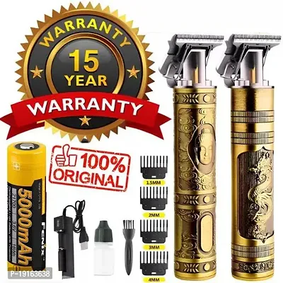 Electric Cordless Hair Clipper for Men, Professional Zero Gapped T Blade Trimmer Pro Li Trimmer, Grooming Hair Cutting Kit Haircut Clipper with Guide Combs Runtime: 42 min Trimmer for Men (Gold)with 4-thumb0