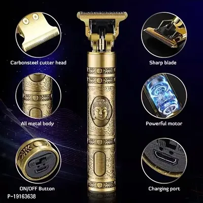 Electric Cordless Hair Clipper for Men, Professional Zero Gapped T Blade Trimmer Pro Li Trimmer, Grooming Hair Cutting Kit Haircut Clipper with Guide Combs Runtime: 42 min Trimmer for Men (Gold)with 4-thumb2