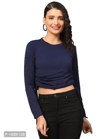 THE ROYAL HEAVEN Women's Solid Cotton Lycra Roundneck A-Line Regular Fit Ideal to Wear in Casual Evening Formal Event Tops (Top-0004)
