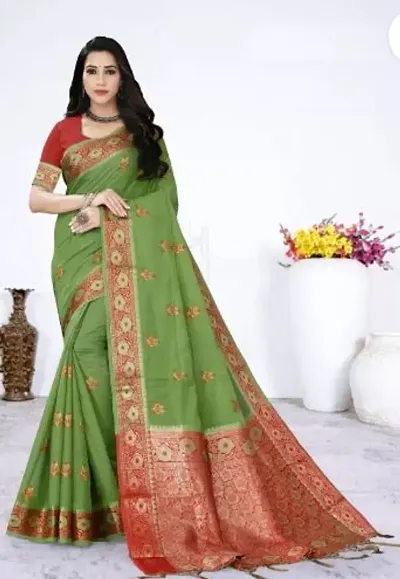 CULTISM FASHION Present's women's Mina 2 Jamdani Sarees Cotton Silk fabric with Zardosi Embroidery work on all over saree & on Heavy Rich Pallu Border & on Unstiched Blouse