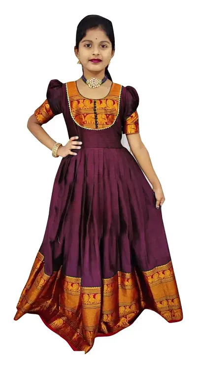 Fashionable Silk Ethnic Gowns For Girls