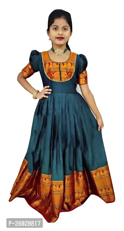 Classic Silk Jacquard Gown for Kids Girls