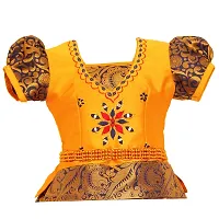 Alluring Yellow Cotton Silk Lehenga Choli With Waist Belt And Accessories For Girls-thumb1