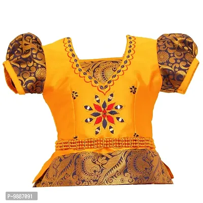 Alluring Yellow Cotton Silk Lehenga Choli With Waist Belt And Accessories For Girls-thumb2