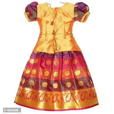 Alluring Yellow Cotton Silk Lehenga Choli With Waist Belt And Accessories For Girls-thumb4