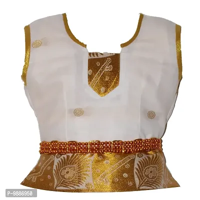 Alluring White Cotton Silk Lehenga Choli With Waist Belt And Accessories For Girls-thumb2