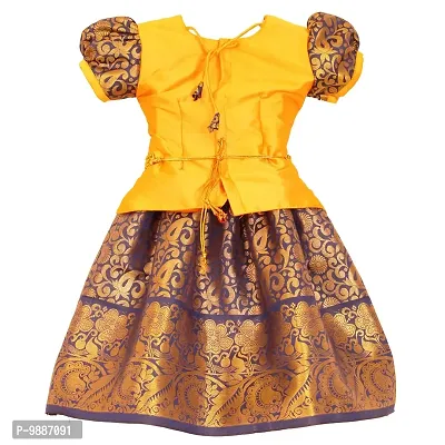 Alluring Yellow Cotton Silk Lehenga Choli With Waist Belt And Accessories For Girls-thumb4