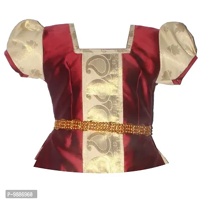 Alluring Maroon Cotton Silk Lehenga Choli With Waist Belt And Accessories For Girls-thumb2