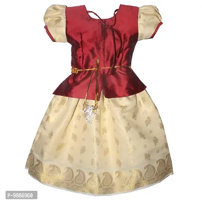 Alluring Maroon Cotton Silk Lehenga Choli With Waist Belt And Accessories For Girls-thumb3