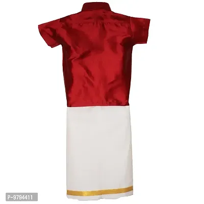 Stylish Maroon Art Silk Solid Shirt With Dhoti And Accessories For Boys-thumb2