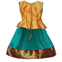 Alluring Turquoise Cotton Lehenga Choli With Waist Belt And Accessories For Girls-thumb2