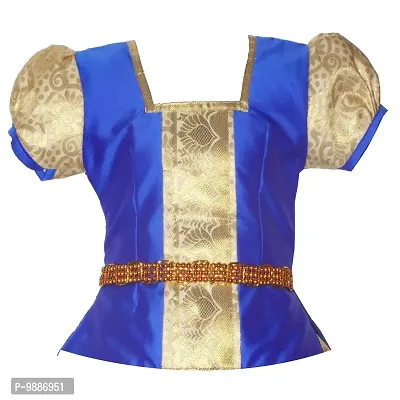 Alluring Blue Cotton Silk Lehenga Choli With Waist Belt And Accessories For Girls-thumb2