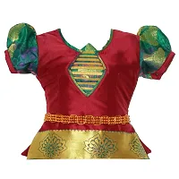 Alluring Green Cotton Silk Lehenga Choli With Waist Belt And Accessories For Girls-thumb1