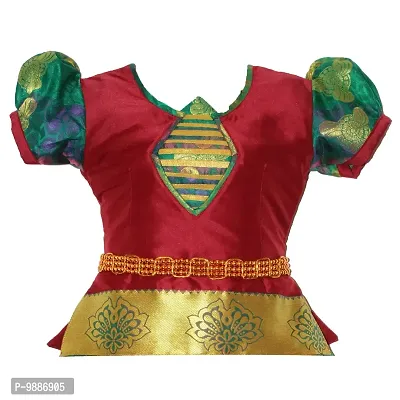 Alluring Green Cotton Silk Lehenga Choli With Waist Belt And Accessories For Girls-thumb2