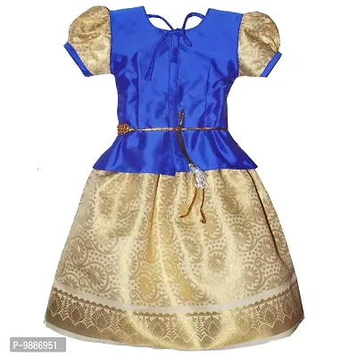 Alluring Blue Cotton Silk Lehenga Choli With Waist Belt And Accessories For Girls-thumb4