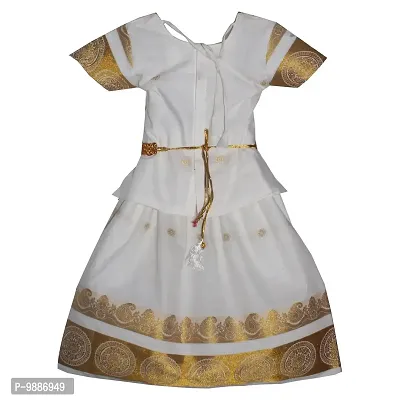 Alluring White Cotton Silk Lehenga Choli With Waist Belt And Accessories For Girls-thumb4