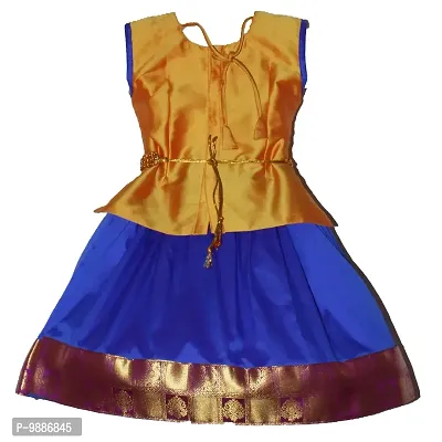 Alluring Blue Cotton Lehenga Choli With Waist Belt And Accessories For Girls-thumb3