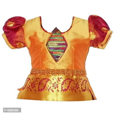 Alluring Yellow Cotton Silk Lehenga Choli With Waist Belt And Accessories For Girls-thumb2